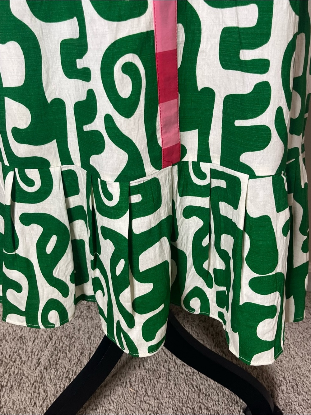 THML Women’s Green White Abstract Print Ruffle Knee Length Dress Sz M~NWT - Picture 4 of 11